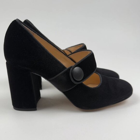 Tuckernuck Velvet Ellie Mary Jane Block Heels Black Size 6 - Picture 1 of 4